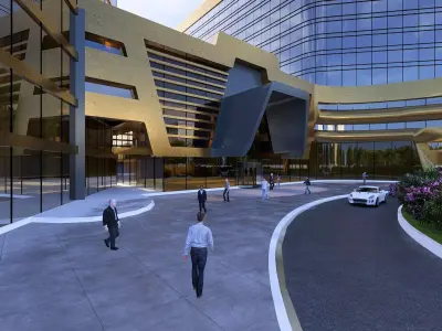 Modern Mixed Use Complex  Low-poly 3D model