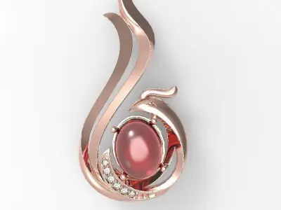 Phoenix with ruby pendant 3D print model