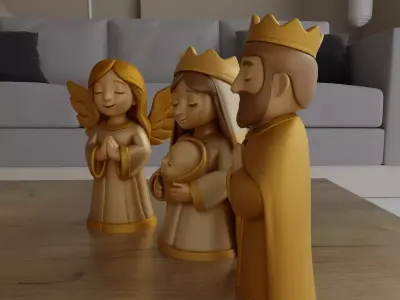 Charming Nativity Scene STL 3D Model 3D print model