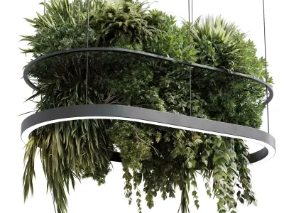 Rectangle pot light pendant - plant light hanging 19 3D model