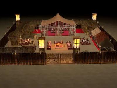 traditional arabic desert safari camp  3D model