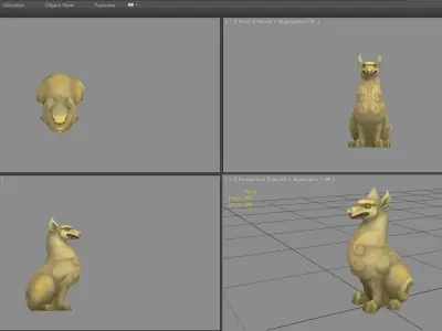 Stone dog sculpture Low-poly 3D model
