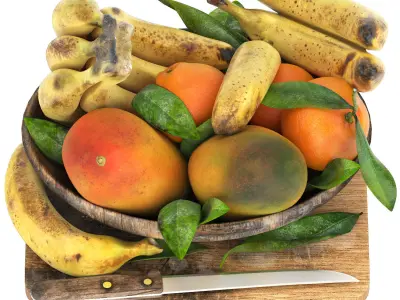 bowl of tropical fruits 04 3D model