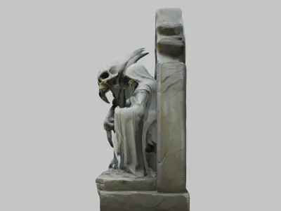 Fantasy Medieval Statue Stone Figure Wall Decor Low-poly 3D model