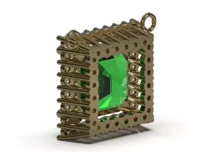 STL 3D Emerald jewelry pendant model jp0394 3D print model