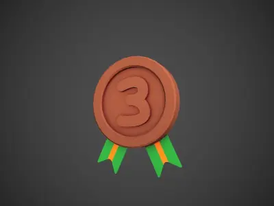 Medals Cartoon Gold Silver Bronze Low-poly 3D model