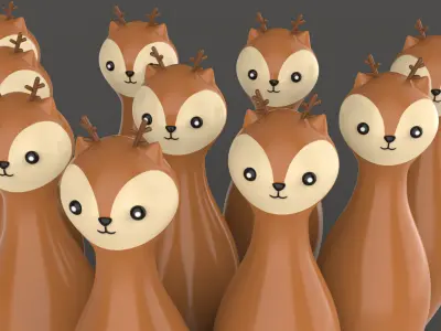 Cartoon Deer Bowling And Ball Bowling  Low-poly 3D model