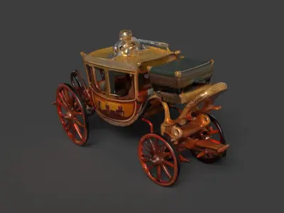 Chinese ancient carriage figure  Low-poly 3D model Low-poly