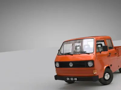 Volkswagen Transporter T3 Pickup Double Cab 1979 3D model
