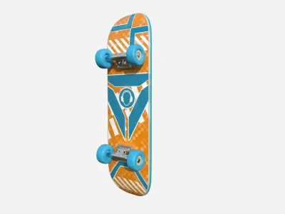 Cartoon Skate 04 Blue Orange - Character Sport Equipment Low-poly 3D model