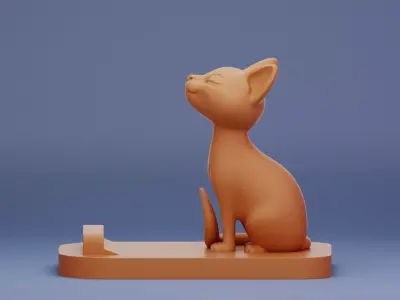 Cute Sitting Cat Phone Holder 3D Printable Stl Model 3D print model