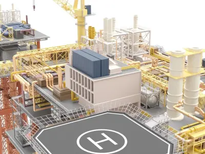 Detailed Twin Oil Rig  3D model