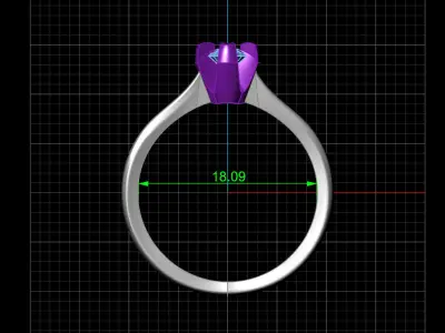 STL 3DM Print Ready Women Diamond Ring Lightweight Printable  3D print model 34