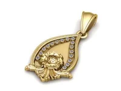 Royal Floral Leaf Pendant  3D Printable Model 3D print model