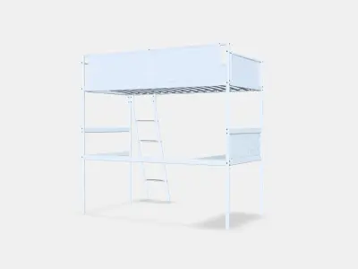 VITVAL Loft bed frame with desk top Low-poly 3D model