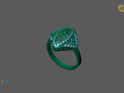 STL 3DM Women Ring Womens Ring Diamonds With Stone Model 3D print model