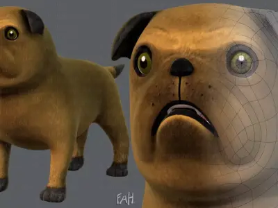 Dog base cartoonV04 Low-poly 3D model