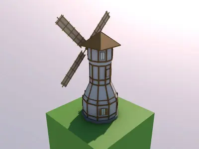 Low-Poly Windmill Free low-poly 3D model