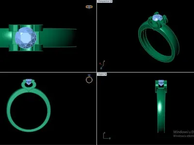 Round Cut Diamond Engagement Ring 3D print model