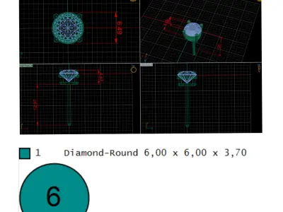 Diamond jewelry earring Coloured Classic E05 3D print model 3D print model