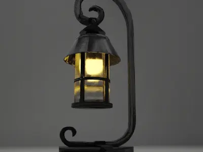 Vintage Single light Black Metal  Lamp Free low-poly 3D model