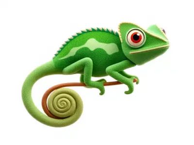 Green Chameleon Creature model pack Low-poly 3D model