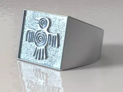 ring signet eagle indian 3D print model