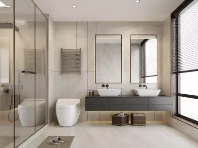 Modern Master Bathroom Free 3D model