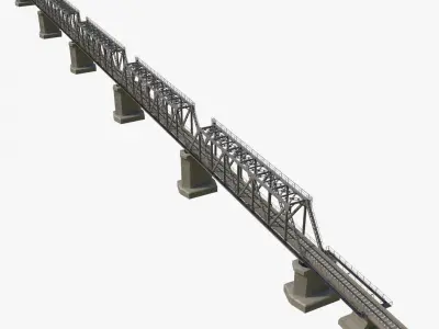 Railway Bridge Low-poly 3D model