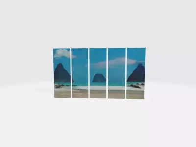 3D Original Landscape Picture AI by Hand - Beach Scene Split 3D model