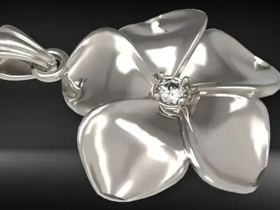 Beautiful Diamond Hawaiian  Plumeria Pendant Jewelry 3D print model