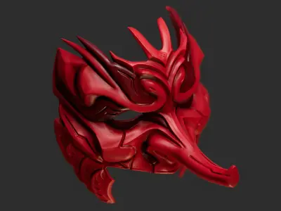 Tengu Half Face Oni Mask 16 Masquerade 3D print model