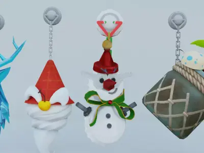 Crystal Reindeer Merry Yeti Pot Plant  Snowwoman Ornament 3D model