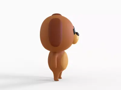 Little Funny Dog Animated Low-poly 3D model