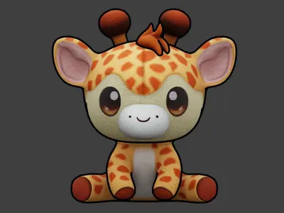 Giraffe Plushie Cartoon Chibi PBR Low-poly 3D model