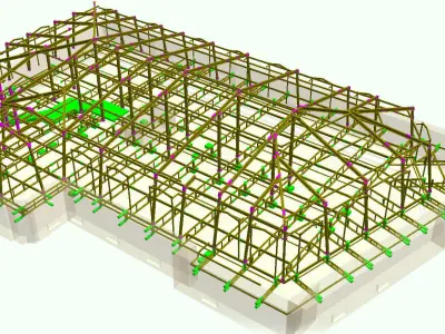 construction of the attic floor and roof 3D model