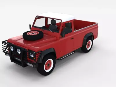 Land Rover Defender 110 Pick Up w interior rev 3D model