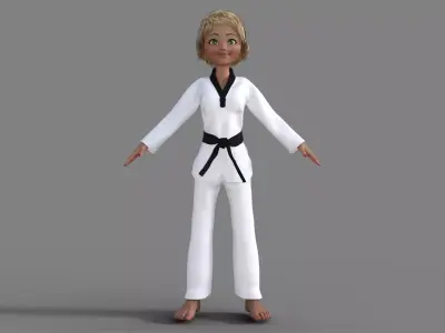 3D Cartoon Karate Girl 3D model