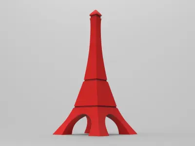 La Tour Eiffel Decor Low-poly 3D model