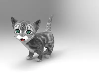 Cute pet cat model 3d low poly Rigged Low-poly 3D model