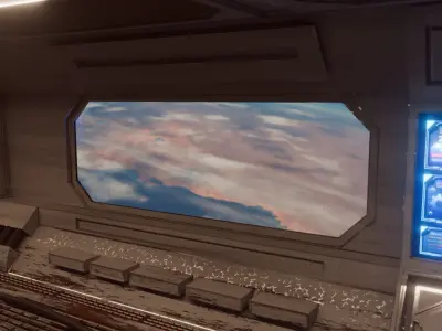 Spaceship Corridor Damaged Free 3D model