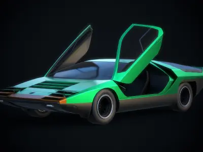 Alfa Romeo Carabo Authentic Car Game Ready Low-poly 3D model