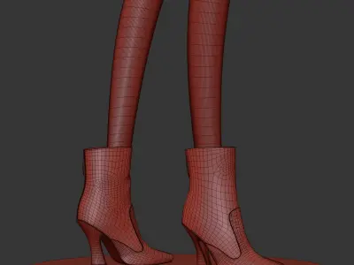 Fendi White Ankle Boots 3D model