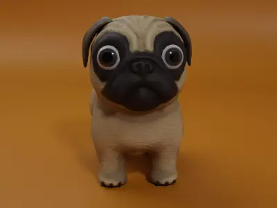 Cartoon Pug  Low-poly 3D model