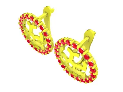 Luxury Cross Motif Halo Lever Back Earrings 3D Model 5985 3D print model