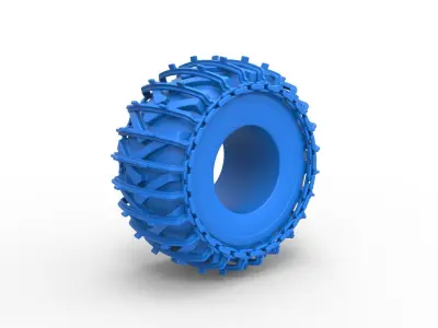 Tire of Timberjack with single wheel track Scale 1 to 25 3D print model