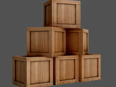 wooden box PBR Game-Ready Low-poly 3D model