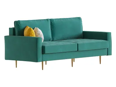 Velvet Fabric Sofa Couch 3D model