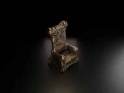 A throne of skulls Low-poly 3D model