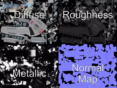Sleek Silver Minibus model pack Low-poly 3D model